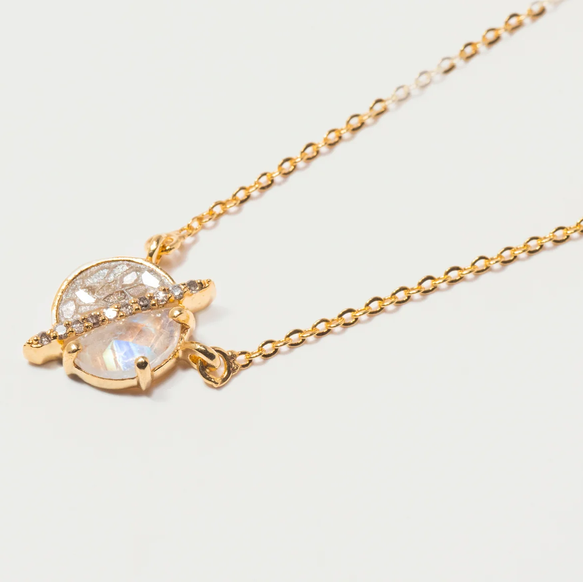 Shana Gulati Elson Mini Pendant Necklace in Labradorite and Silver Resin - Big Bag NY