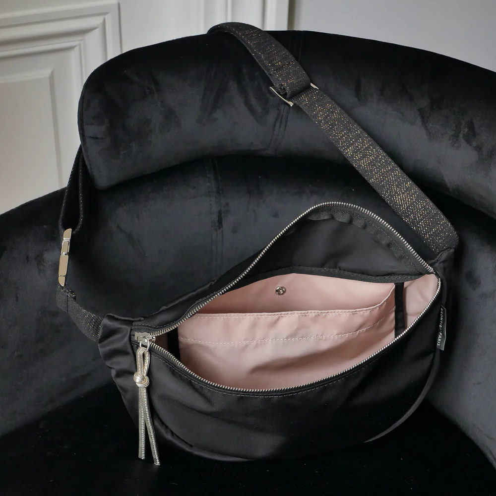 Brontibay SAKARI Satin Nylon Belt Bag Black Noir - Big Bag NY
