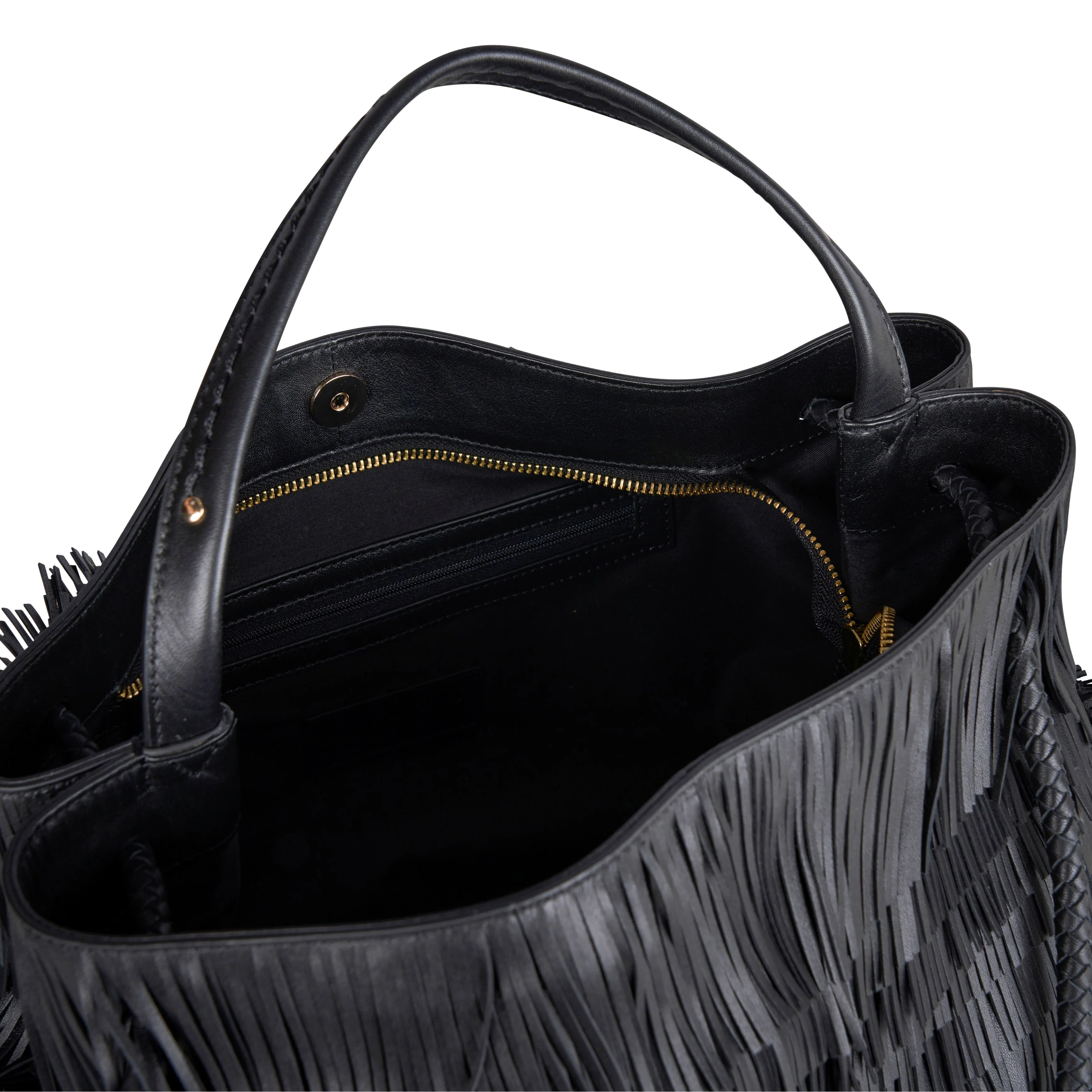 VISONA Diletta Nappa Fringe Large Shoulder Bag - Big Bag NY