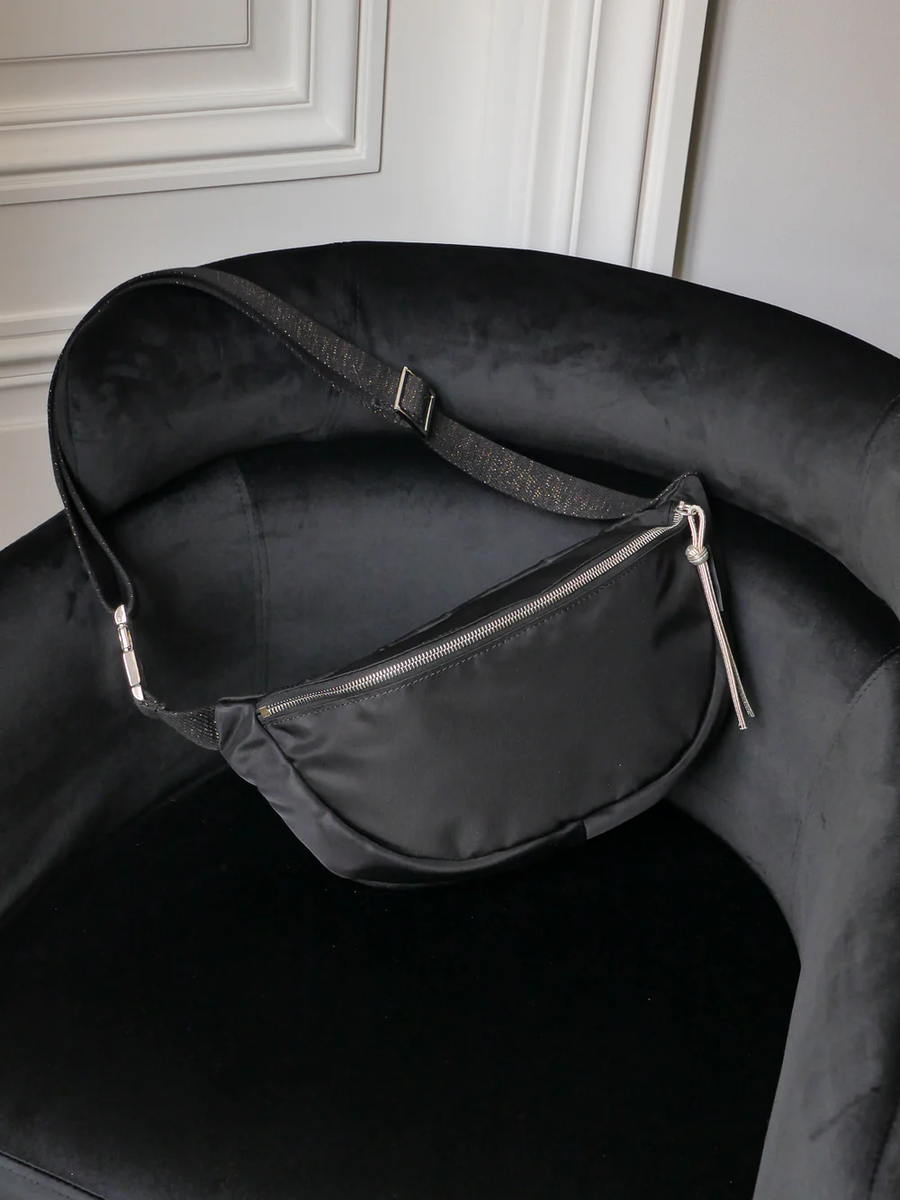 Brontibay SAKARI Satin Nylon Belt Bag Black Noir - Big Bag NY