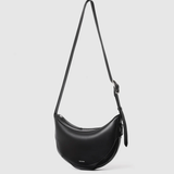 Large Black Leather Half Moon Bag