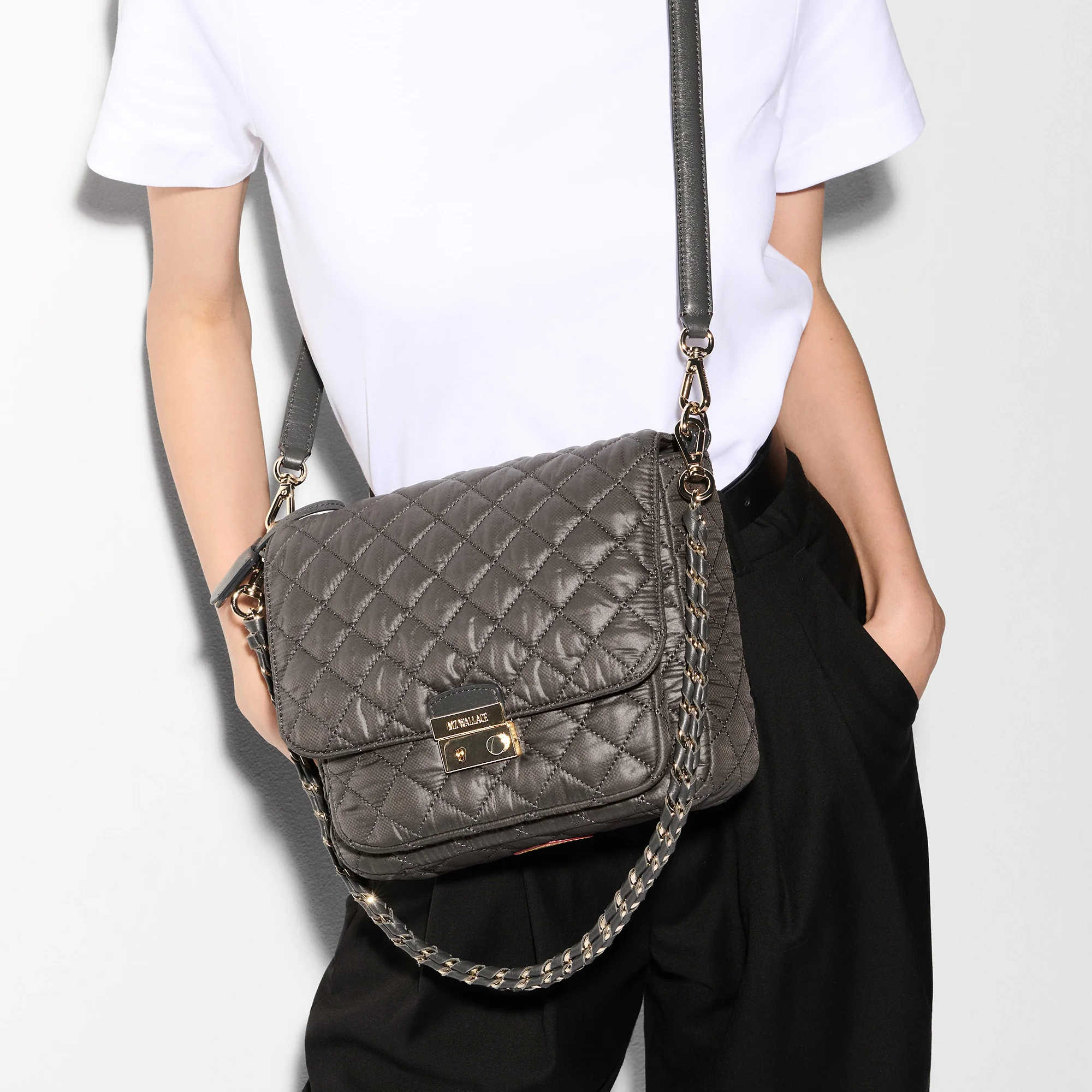 MZ Wallace Medium Crosby Lock Crossbody in Magnet - Big Bag NY