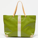 Jack Gomme PICO Large Linen Tote Bag Green and Pearl - Big Bag NY