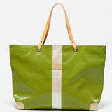 Jack Gomme PICO Large Linen Tote Bag Green and Pearl - Big Bag NY