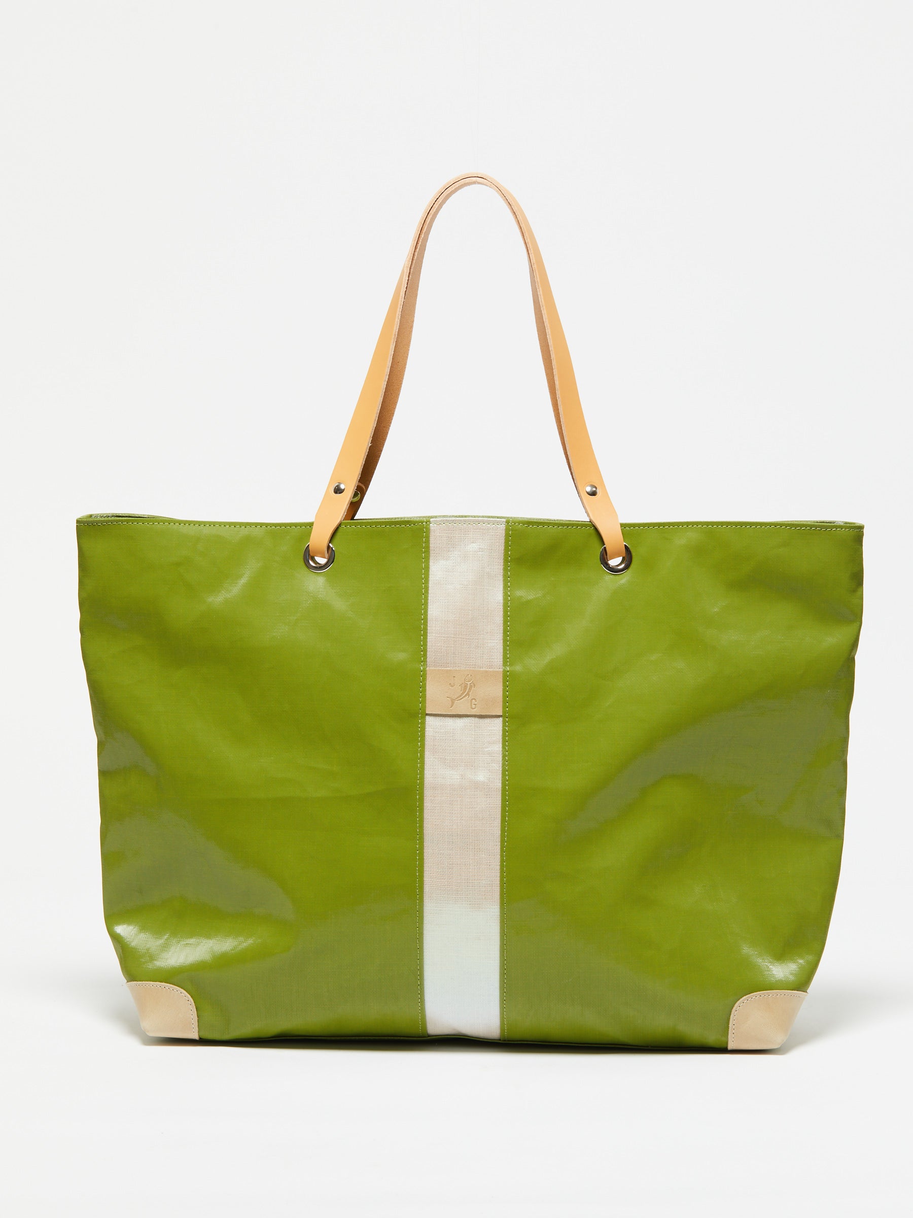 Jack Gomme PICO Large Linen Tote Bag Green and Pearl - Big Bag NY