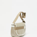  Jack Gomme GABY messenger bag in Coated Linen Naturel Craie Natural Chalk Color - Big Bag NY