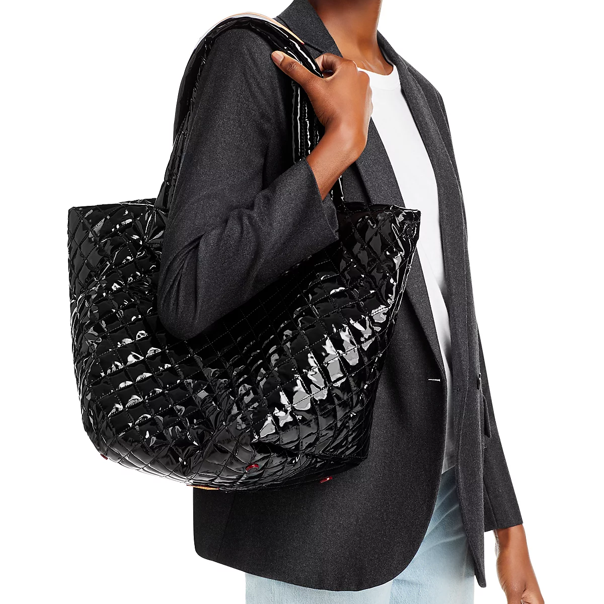 MZ Wallace Medium Metro Tote Deluxe Black Lacquer - Big Bag NY