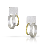 Square Post Gold and Silver Double Hoops