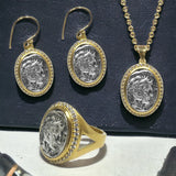 Mixed Metal MONETA Coin Earrings