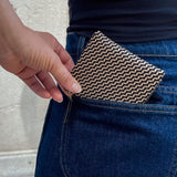 Small Wallet Zip Coin Purse Chevron Ivory Black