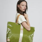 Jack Gomme PICO Large Linen Tote Bag Green and Pearl - Big Bag NY