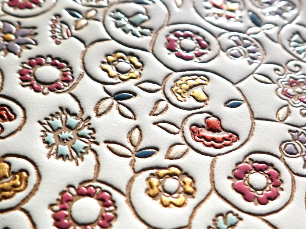 Kinkarakobana Small Golden Flowers Thin Card Case - Big Bag NY