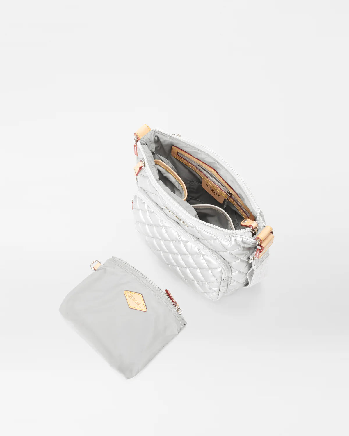MZ Wallace Metro Scout Deluxe Crossbody in Matte Silver - Big Bag NY