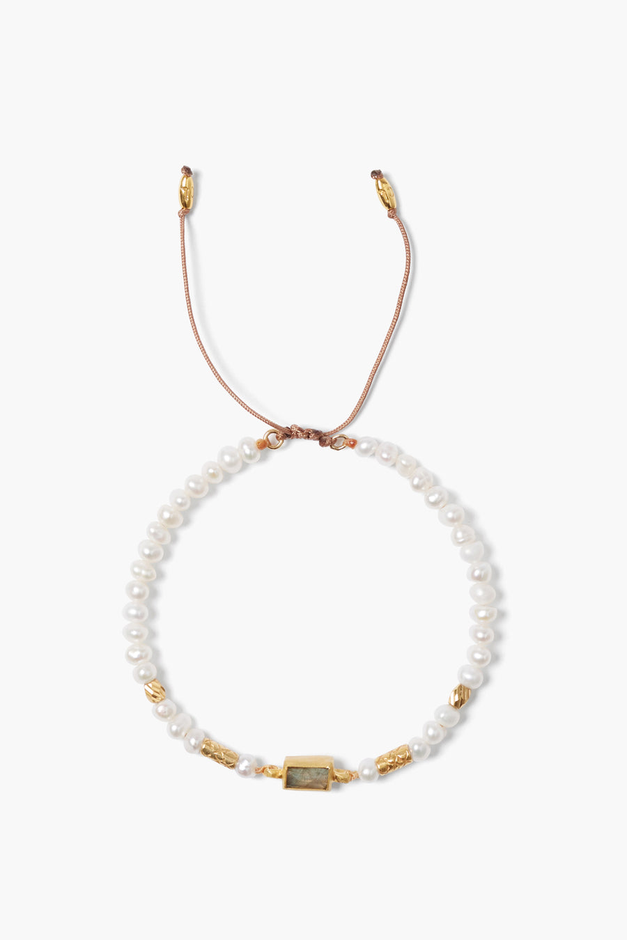 Chan Luu White Pearl and Labradorite Silk String Bracelet