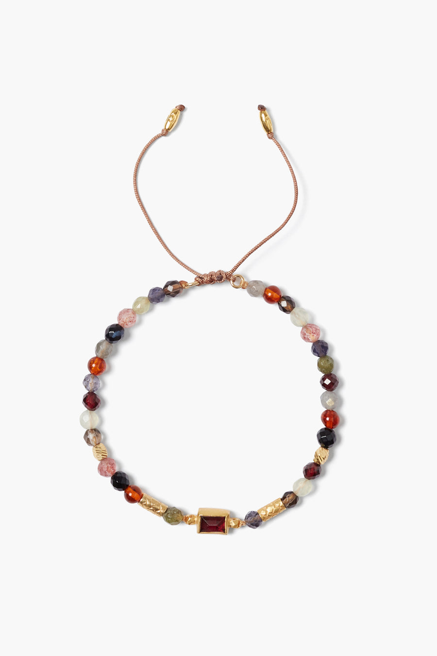 Chan Luu Multi Stone and Garnet Silk String Bracelet