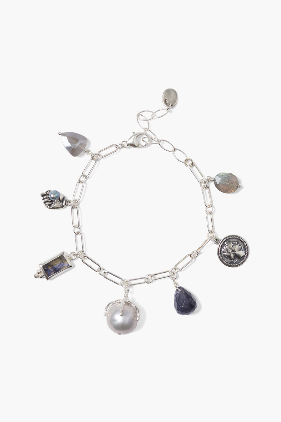 Multi Stone Silver Charm Bracelet