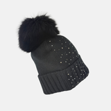 Bruno Carlo Crystal Cashmere and Merino Wool Beanie in Black - Big Bag NY