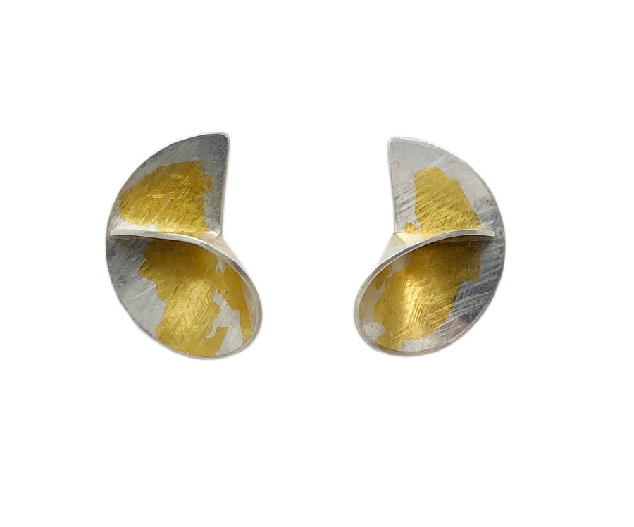 Small 3-D Silver and Gold Earring