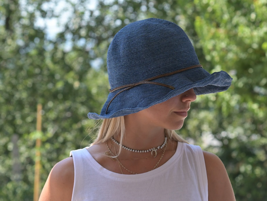 H+D Crushable Raffia Floppy Sun Hat with Leather Cord