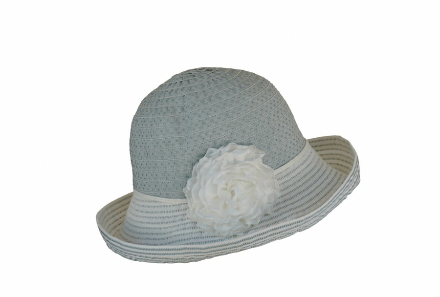 Stripe and Flower Floppy Sun Hat