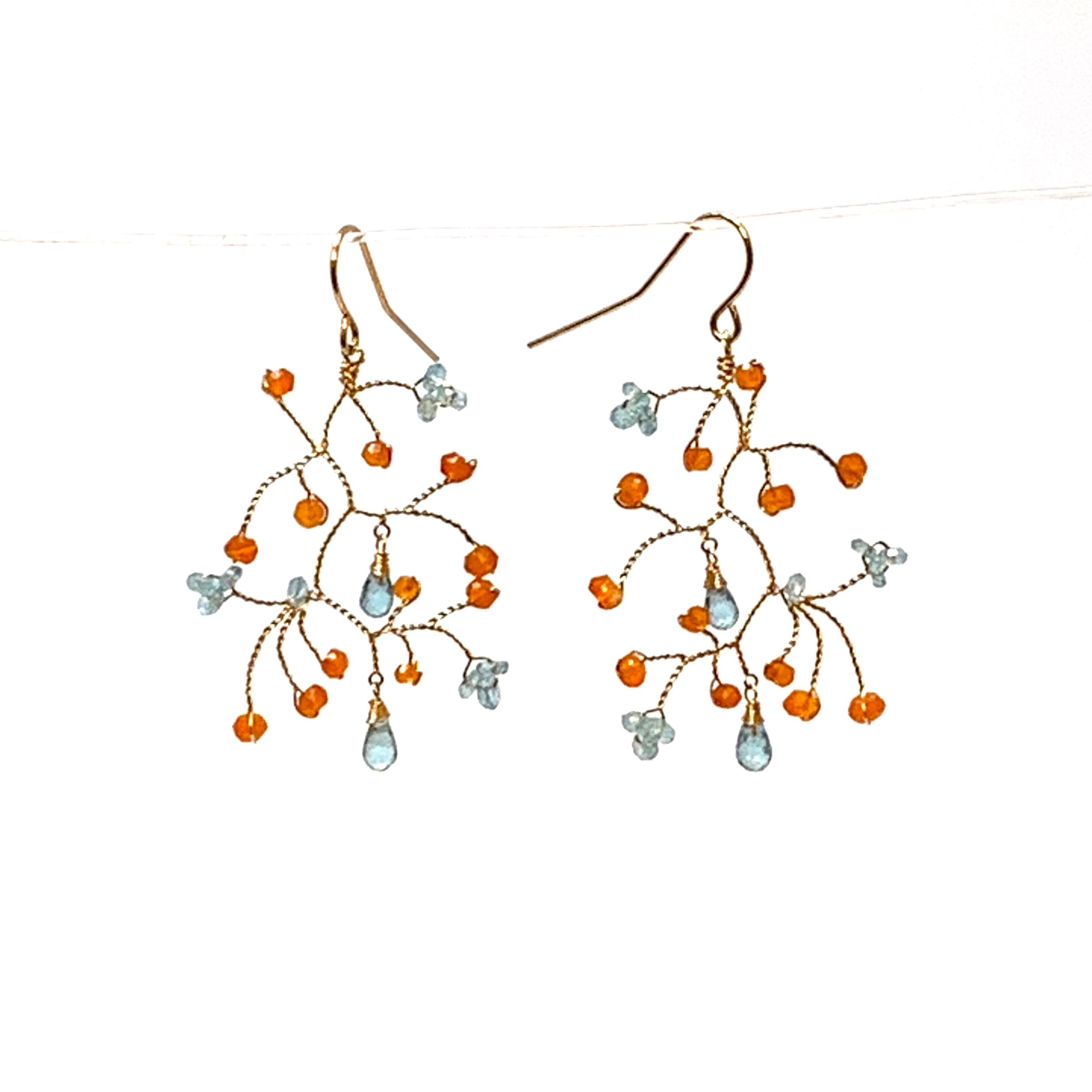 Branch Earrings Large Aqua/Orange - Big Bag 