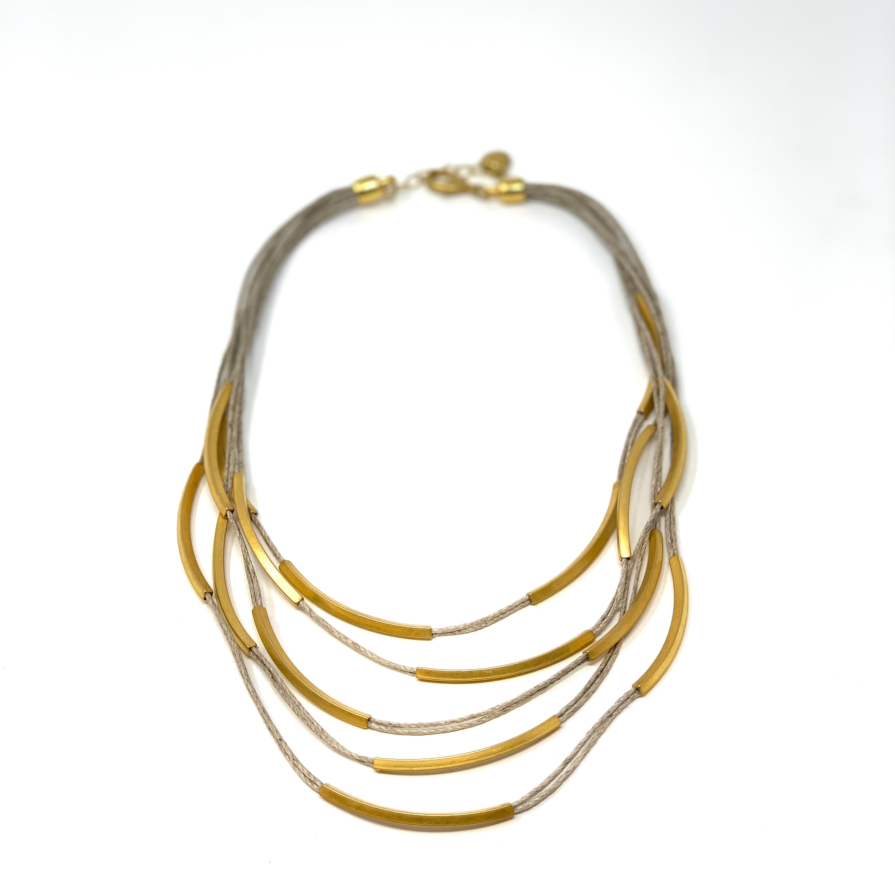 Cascading Brass Wave Necklace - Big Bag 