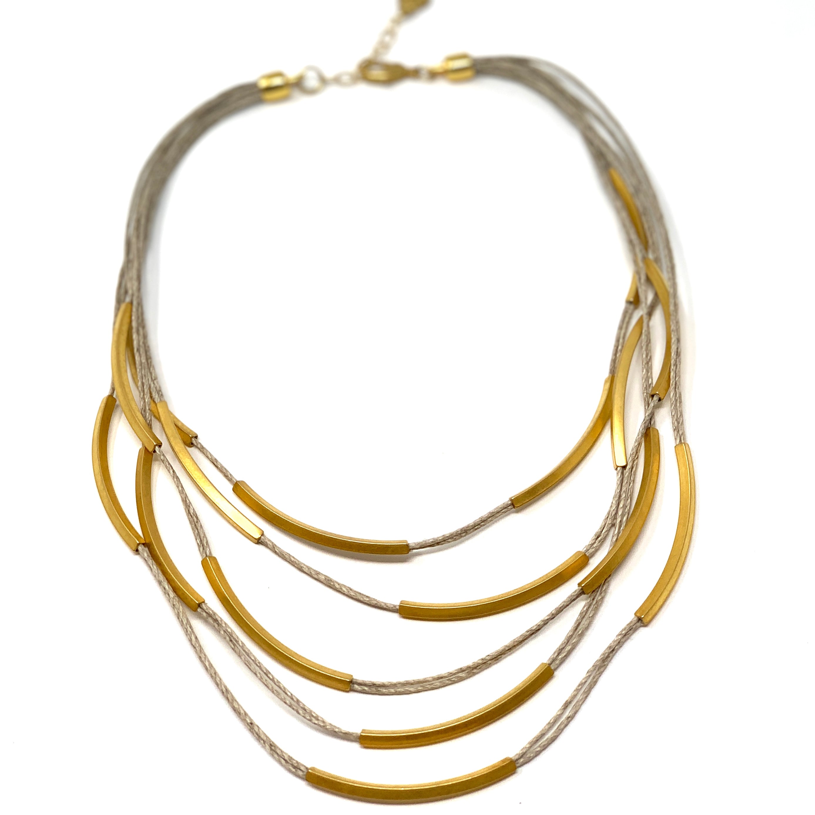 Cascading Brass Wave Necklace - Big Bag 