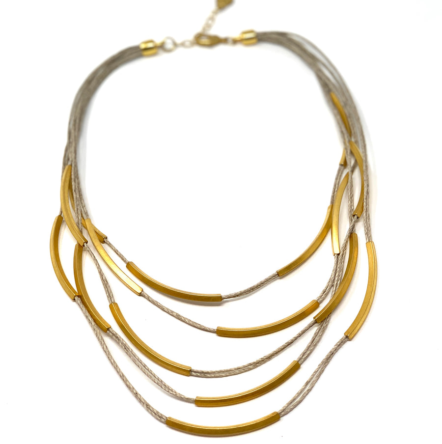 Cascading Brass Wave Necklace - Big Bag 