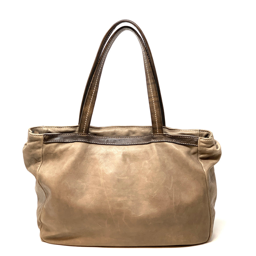 Linen and Leather Applique - Big Bag 