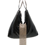 Black Triangle Mesh Cascade Bracelet Clutch - Big Bag 