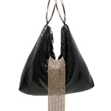 Black Triangle Mesh Cascade Bracelet Clutch - Big Bag 