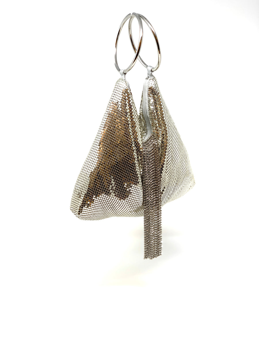 Silver Triangle Mesh Cascade Bracelet Clutch - Big Bag 
