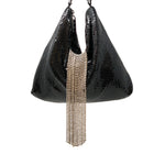 Black Triangle Mesh Cascade Bracelet Clutch - Big Bag 