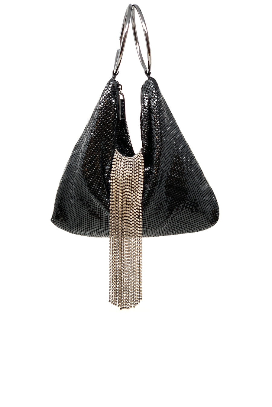 Black Triangle Mesh Cascade Bracelet Clutch - Big Bag 