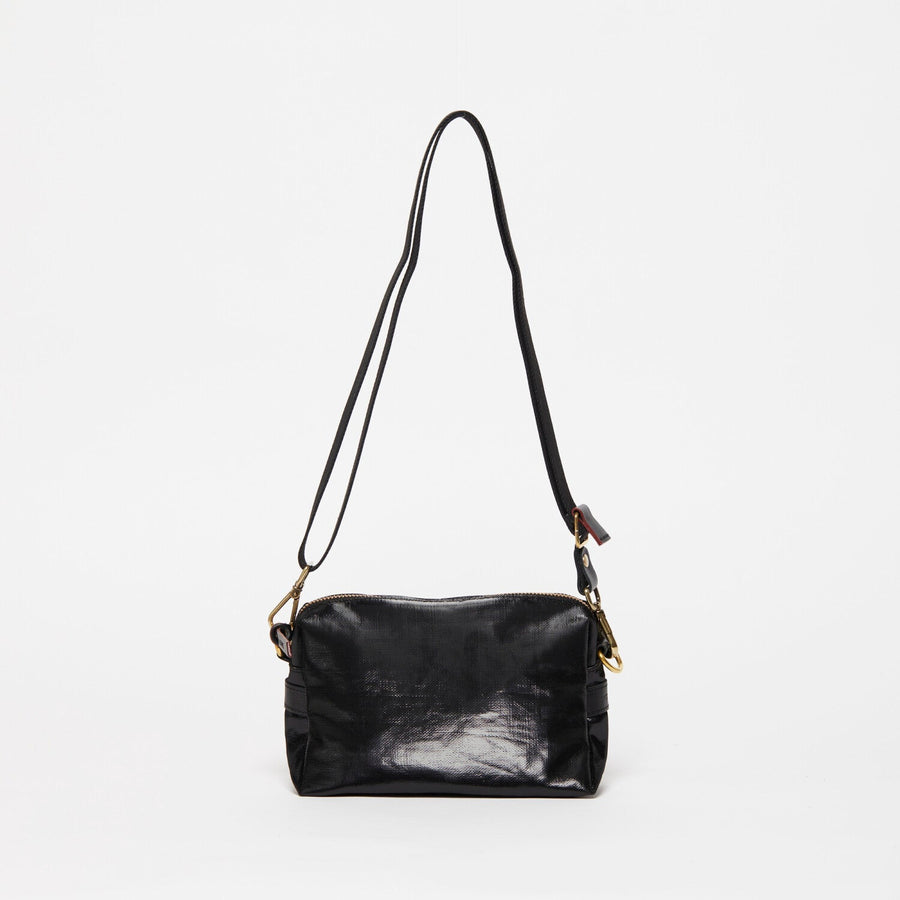 Jack Gomme Mini Shoulder Bag in Coated Linen Black Noir - Big Bag NY