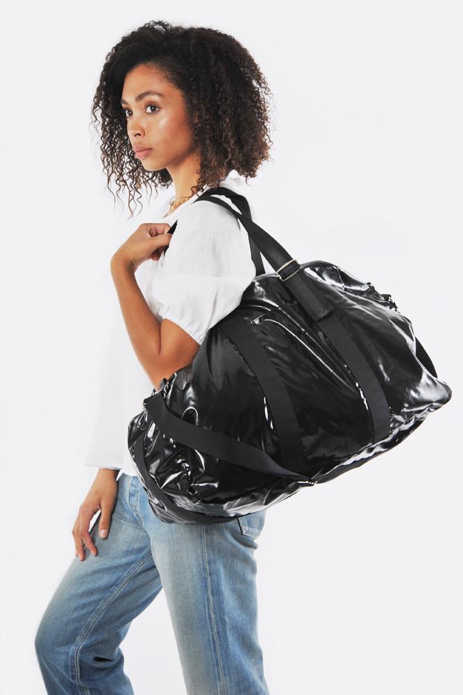 Jack Gomme Light Walk Weekend Bag Travel Bag Duffel Bag Carry on Big Bag NY Made in France Waterproof Bags Lightweight Weatherproof materials with fully adjustable strap Upper West Side Bag store Color Noir Dark Black Luggage