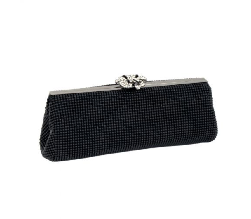 Crystal Flower Clutch Black - Big Bag NY