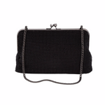 Whiting & Davis Dimple Frame Clutch Black - Big Bag NY
