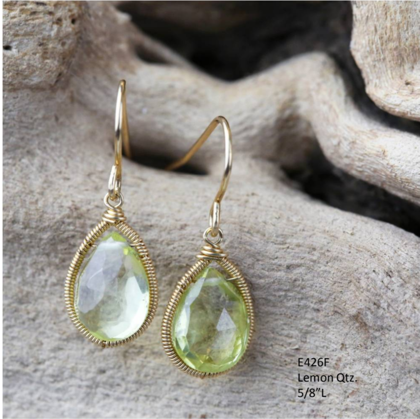 Simple Teardrop Earring Lemon Quartz