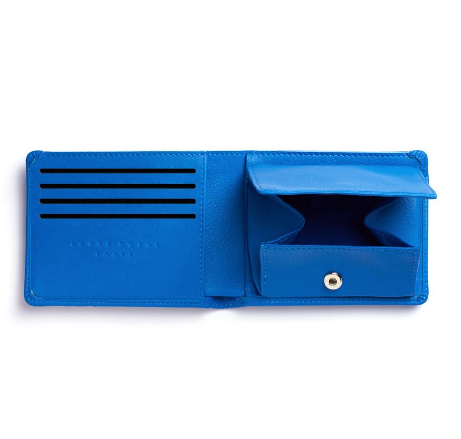 Bright Blue Minimalist Wallet With Coin Pocket