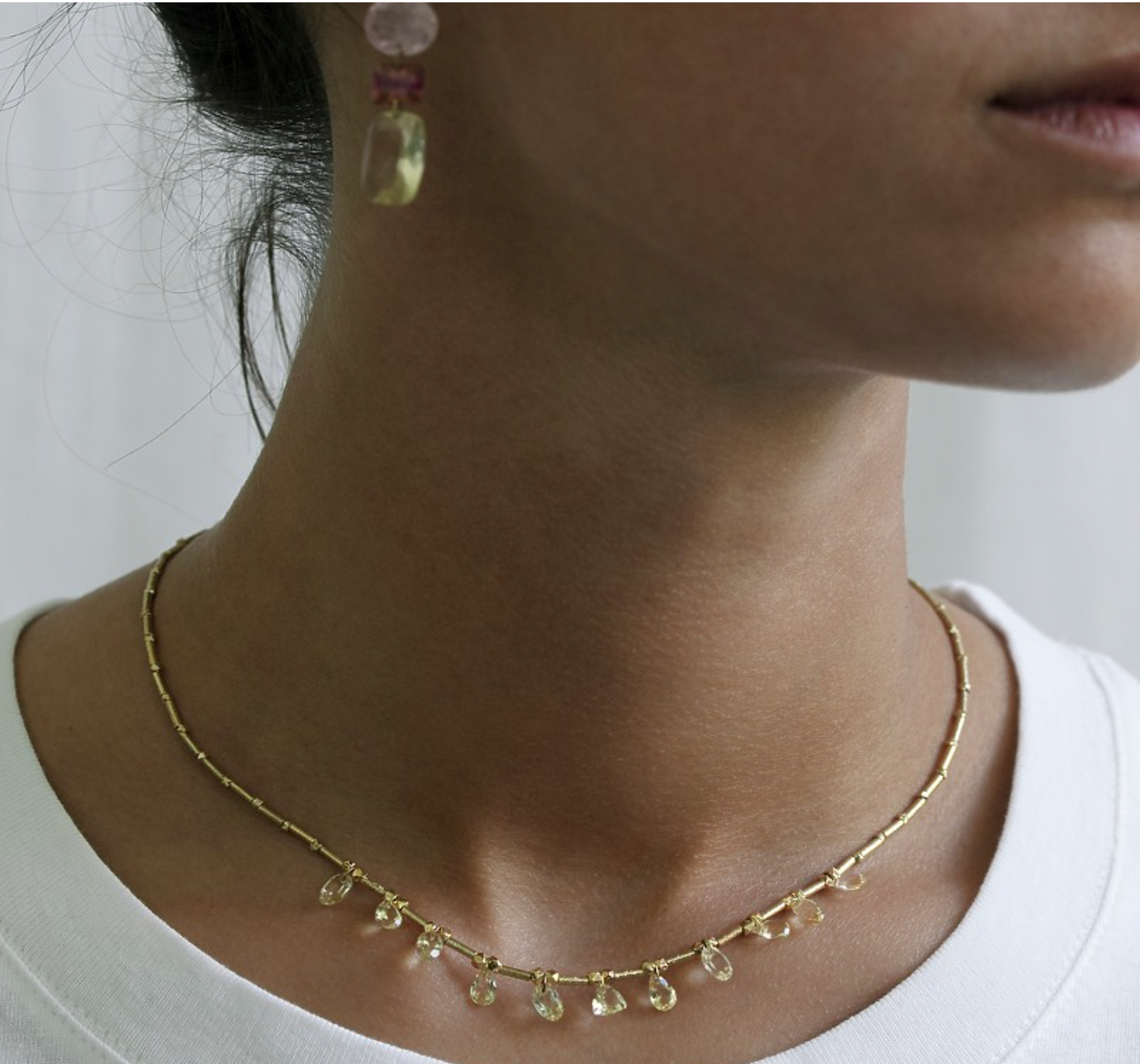 5octobre NECKLACE CITRONY - Citrine necklace Big Bag NY