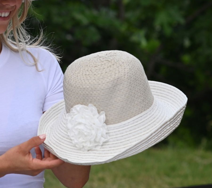 Stripe and Flower Floppy Sun Hat