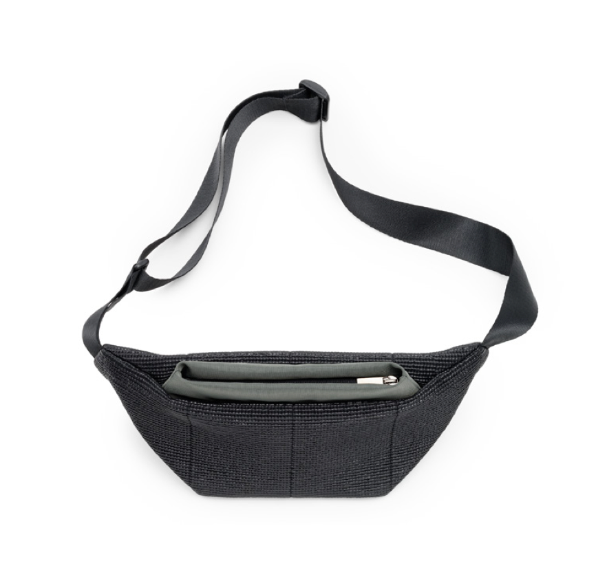 In-Zu Wallaby Crossbody Sling in Black Matte Quilt - Big Bag NY