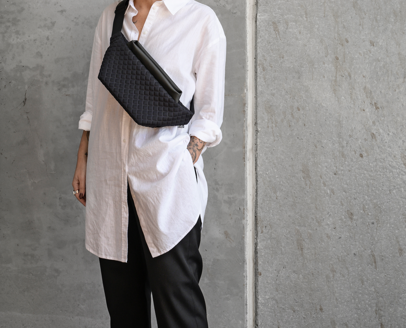 In.Zu Wallaby Crossbody Sling in Black Chess - Big Bag NY