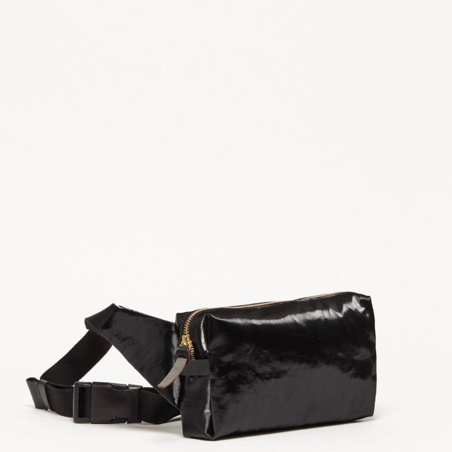 Jack Gomme Premium Coated Linen Bloom Bum Bag Banana Bag Belt Bag Noir Black Color - Big Bag NY