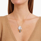 Grey Pearl and Floating Garnet Mix Necklace