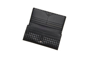 Deerskin Long Wallet Studs Black x Black - Big Bag 