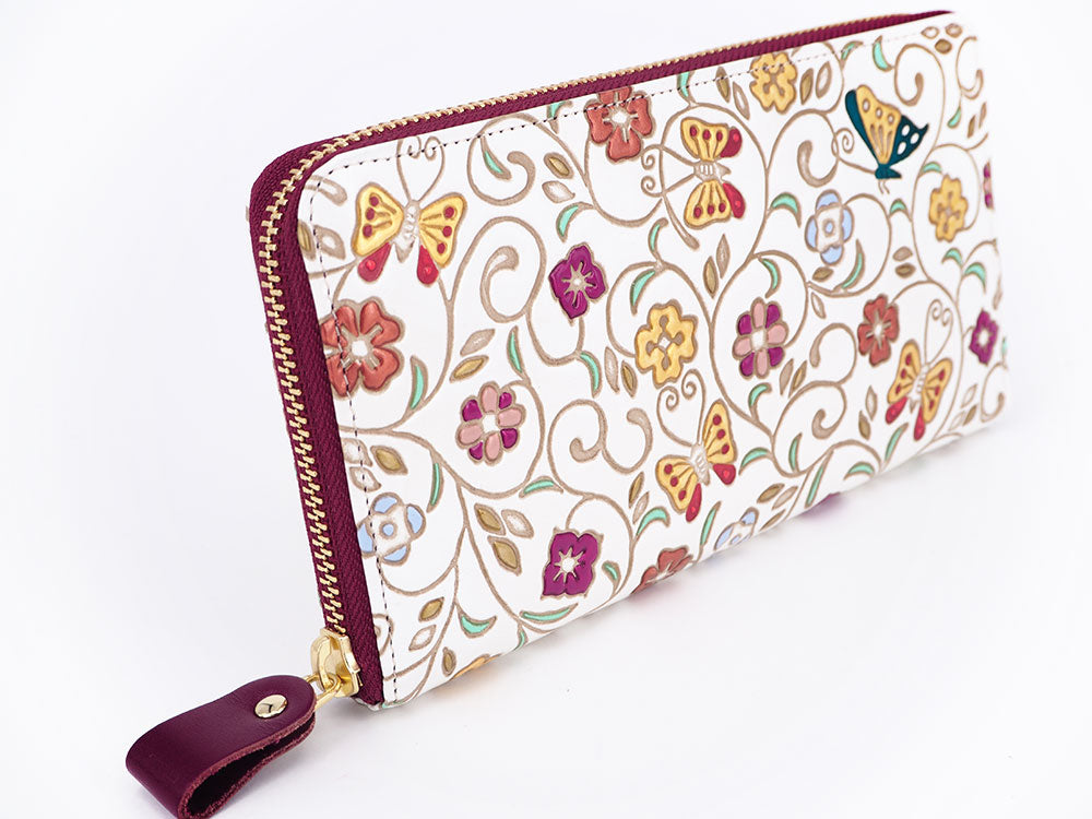 Butterfly and Golden Flowers Zippered Long Wallet- Big Bag NY