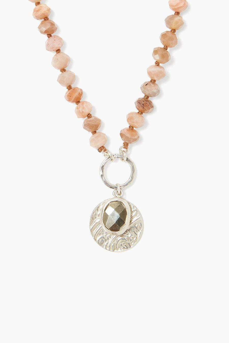 Sunstone and Silver Coin Necklace