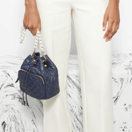 MZ Wallace Dawn White Crosby Drawstring Bucket Bag - Big Bag NY
